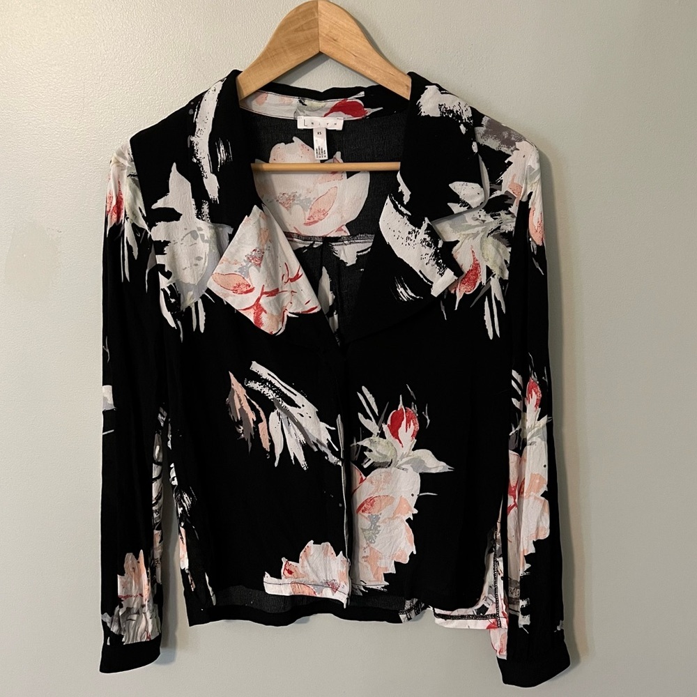 Leith Black Floral Button Down